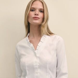 Fitted Non-Iron Stretch Supima® Cotton Ruffle Dress Shirt